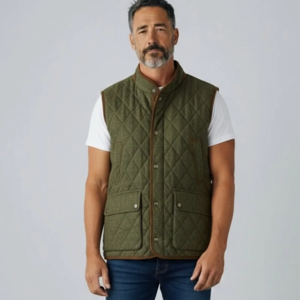 🌻Peter Millar Green & Brown Delta Shetland Vest Men’s Size Large Retail $265